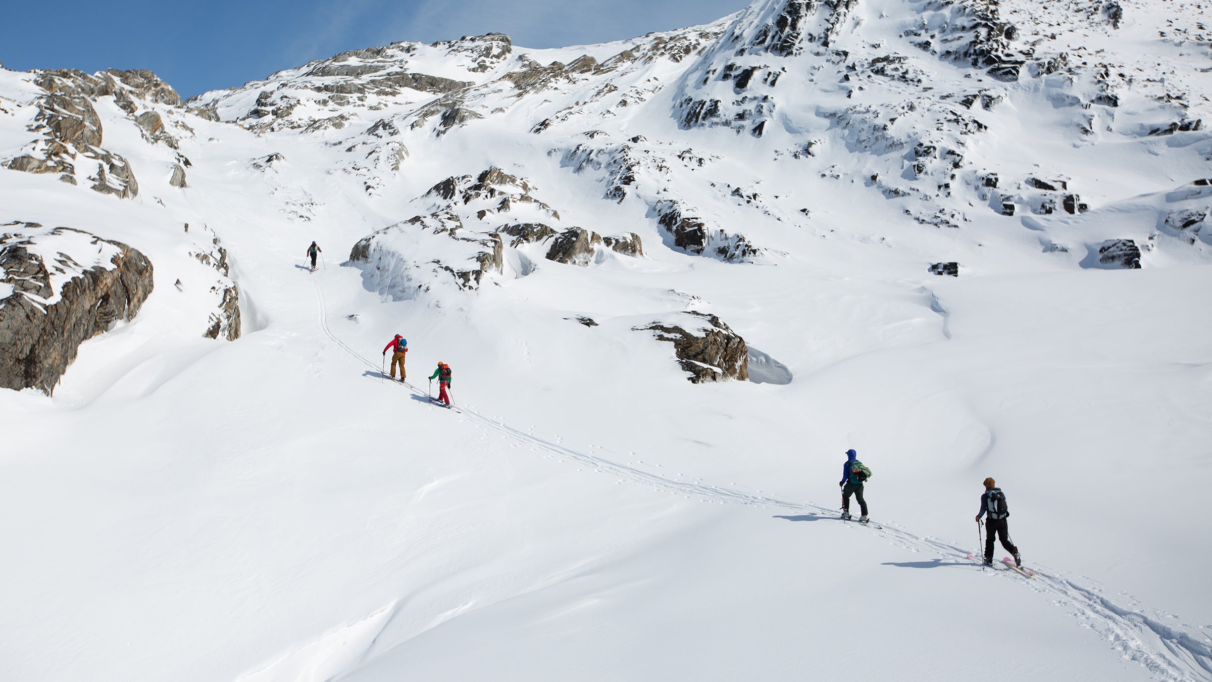 Backcountry skiers in the mountains