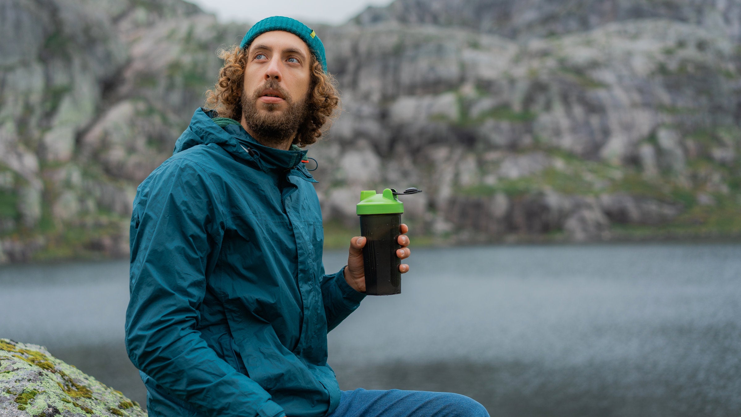 Hiker With Protein Drink