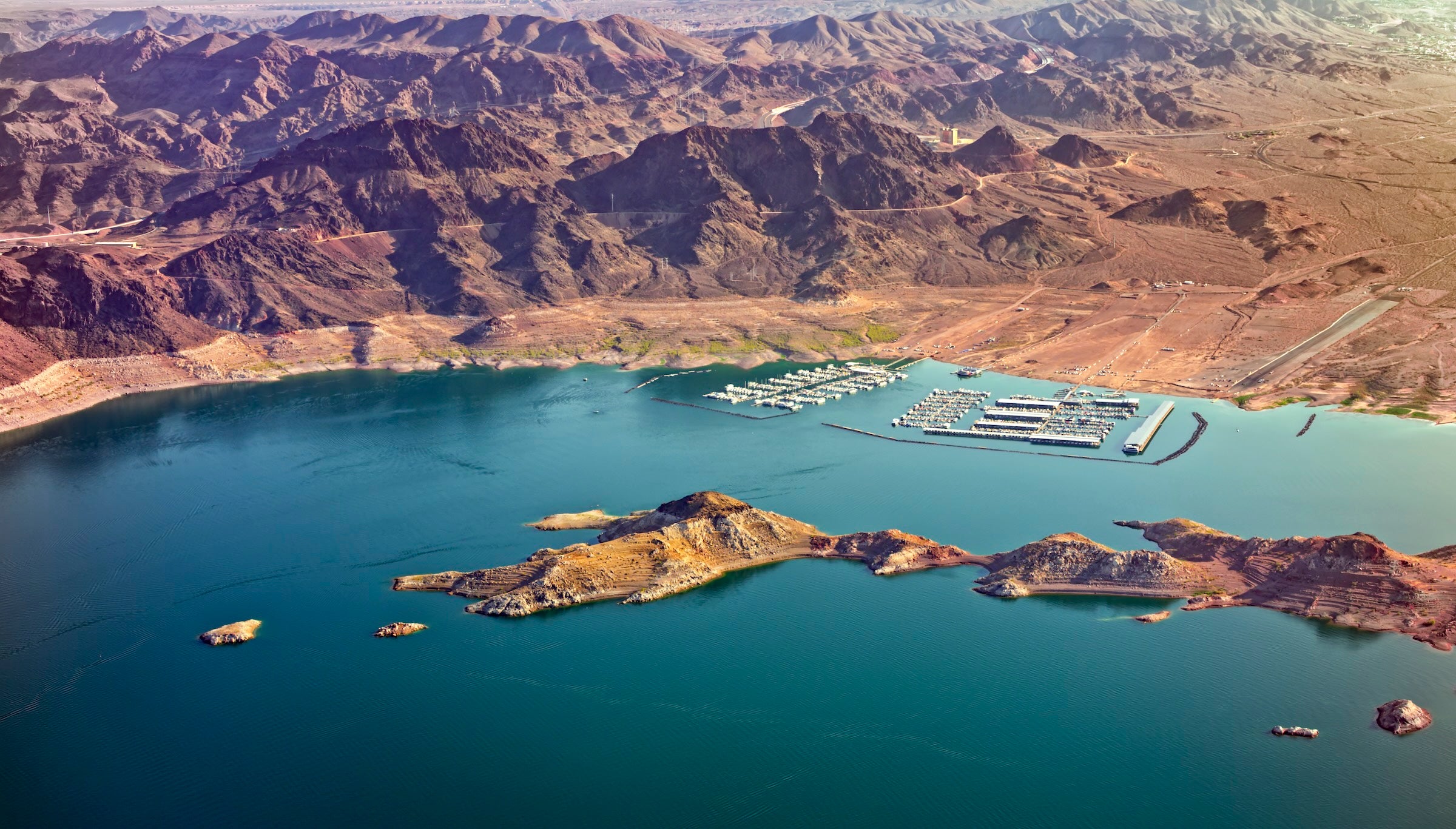 An aerial view of Lake Mead