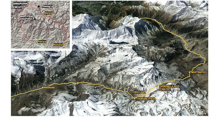 Map of Nepal's Annapurna Circuit Map of the Annapurna Circuit, site of Nepal's deadly blizzard in 2014