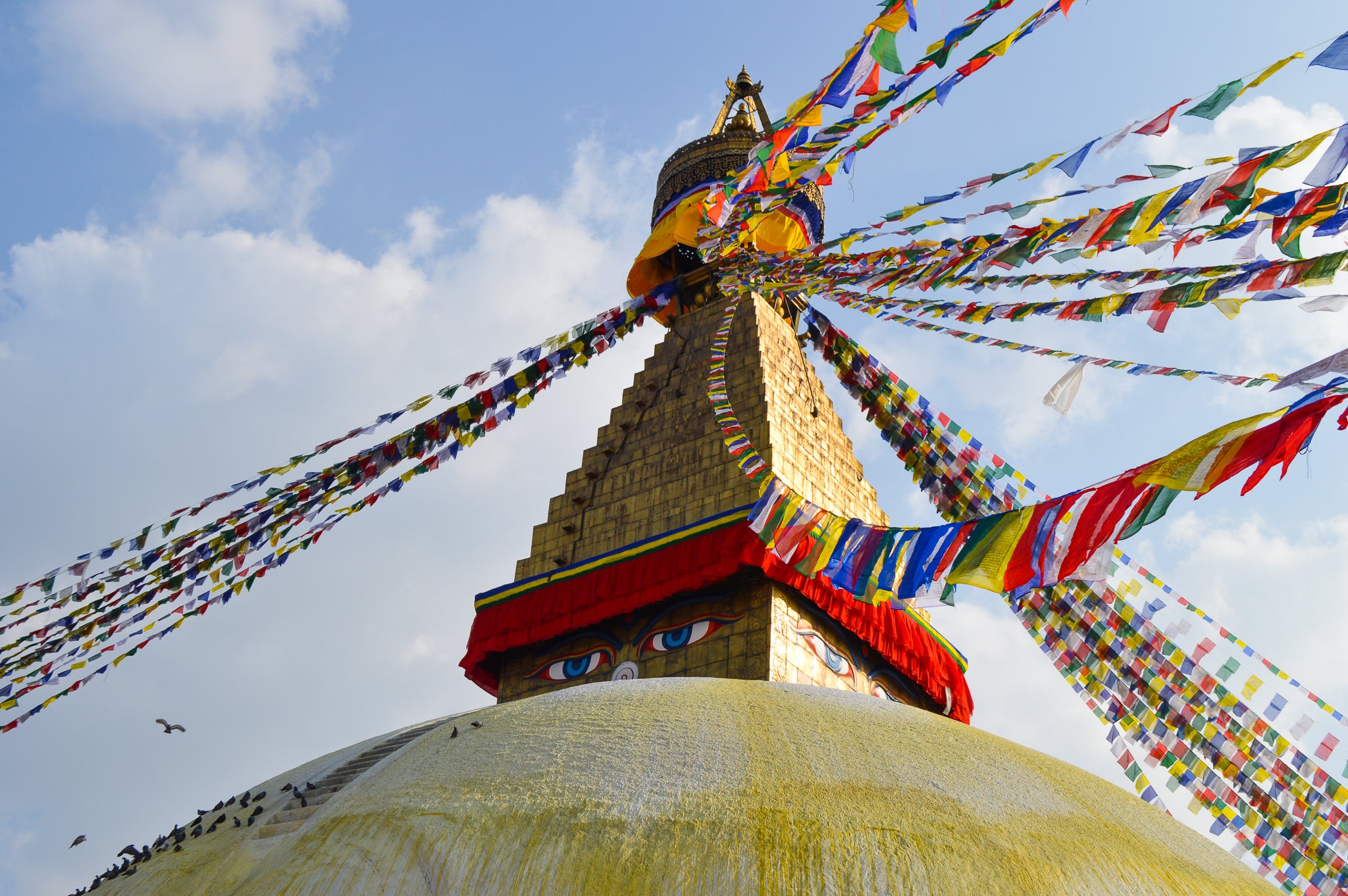 Prayer Flags Nepal's Boudhanath Stupa - holy site