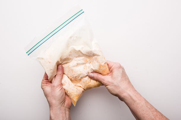 Fondue: Step 5 Knead cheese bag