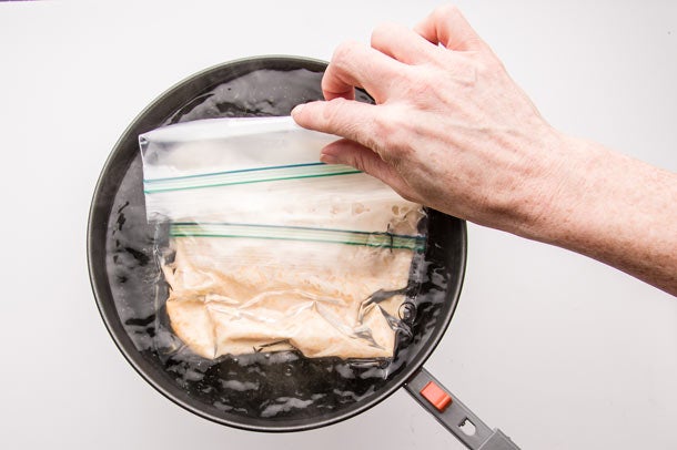 Fondue: Step 6 Place bag in boiling water