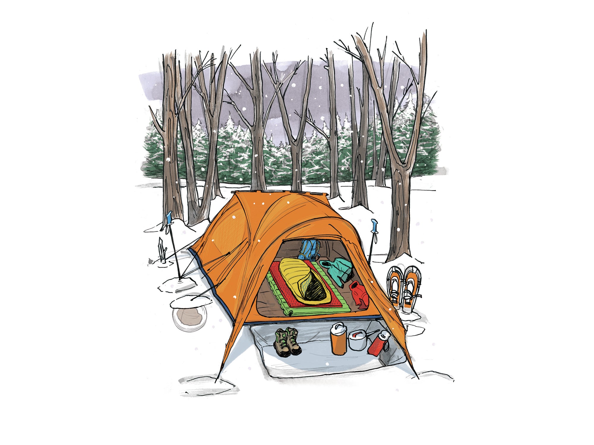 winter-tent-illo Winter campsite